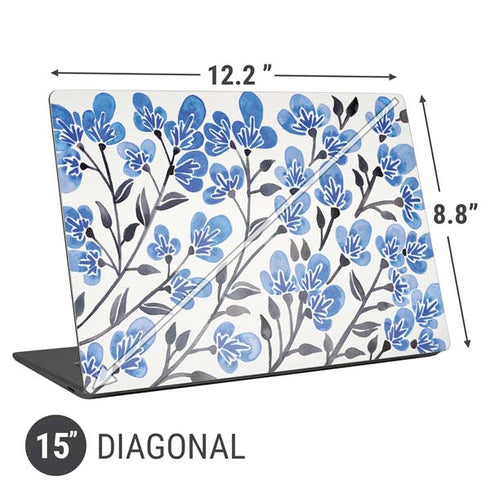 Cat Coq Blue Cherry Blossoms Universal Laptop 15in (12.2 x 8.8in) Skin